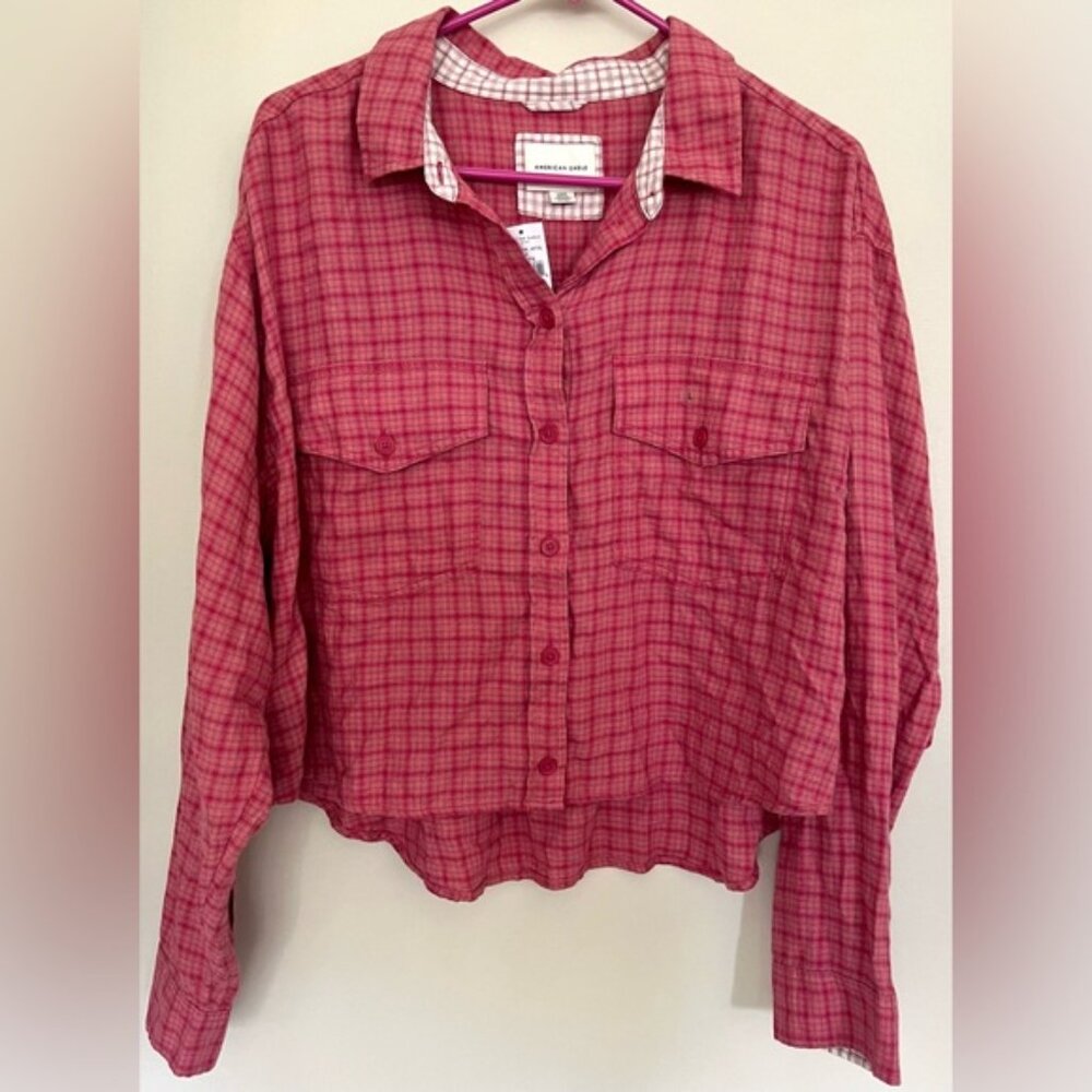 American Eagle Plaid Button Down - image 3